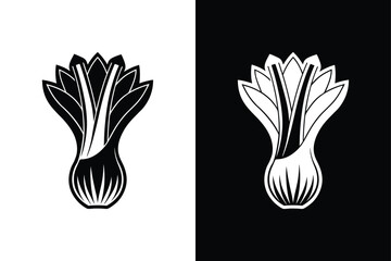 Minimal Leek Vector. Flat Icon silhouette Style for Kitchen or Garden Themes