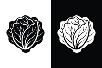 Obraz premium Minimal Lettuce Icon silhouette. Illustration for Vegetable-Themed Content