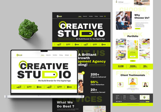 Dark And Light Creative Landing Page UI Design For Digital Agencies