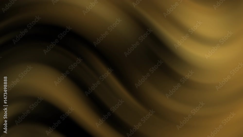 Poster smooth golden waves blend seamlessly in an abstract, dark-gradient background, creating a sense of m