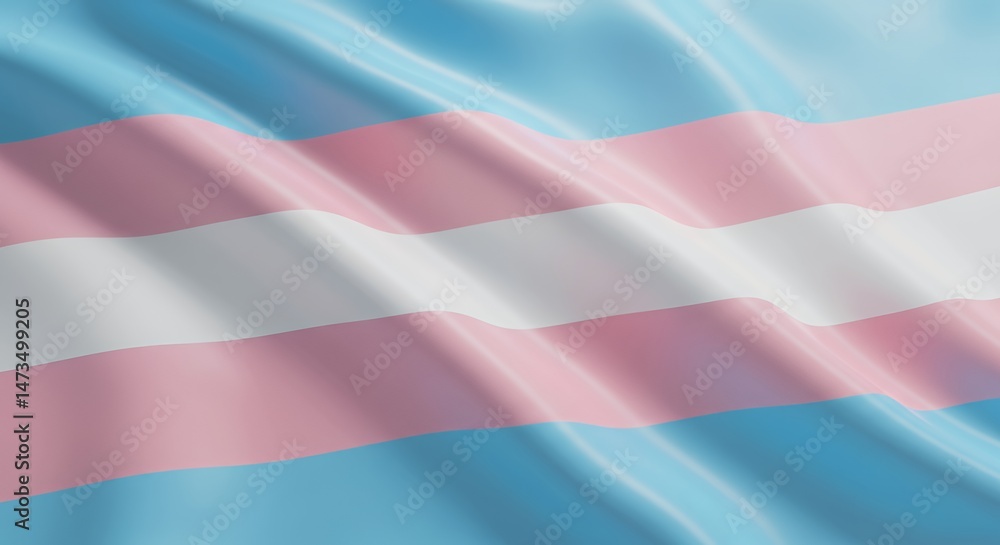 Aufkleber transgender pride flag featuring soft blue pastel pink and white bands with subtle folds and ripples