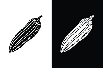 Editable Okra Vector Icon silhouette. Clean design for Vegetable Illustrations