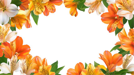 Floral Frame with Orange and White Alstroemeria