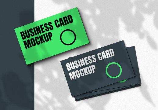 Modern Business Card Mockup with Shadow Overlay