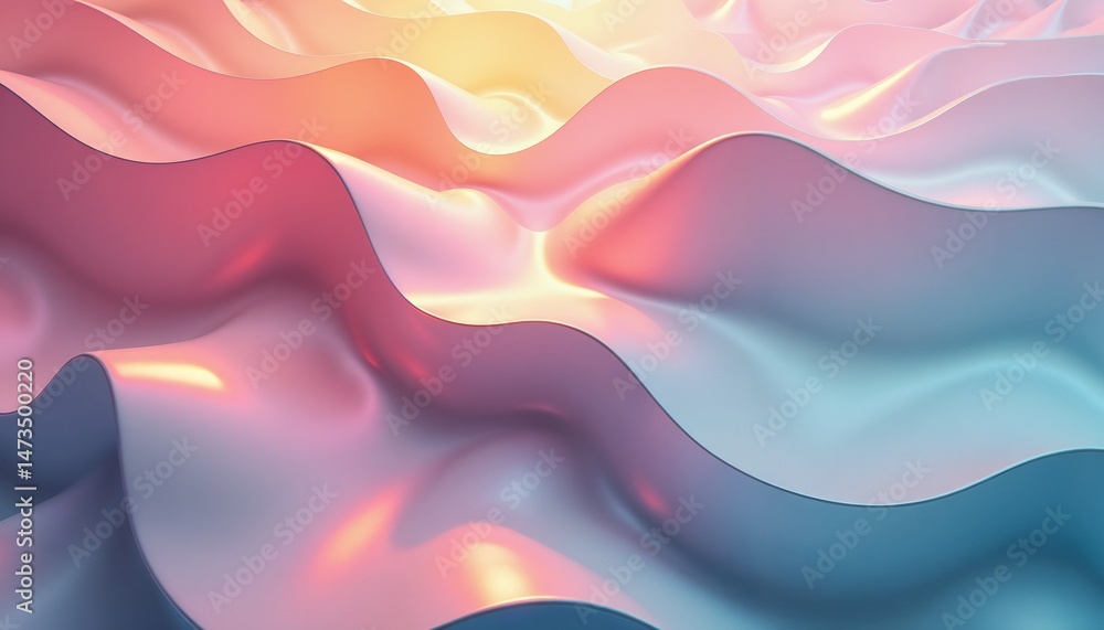 Poster abstract colorful smooth reflective pattern with pearl tones, soft curves