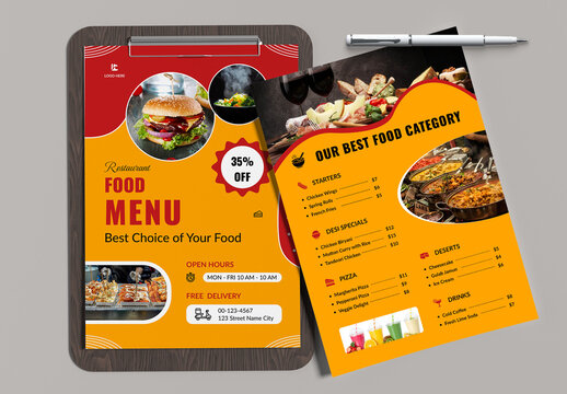 Modern Restaurant Food Menu Flyer Template