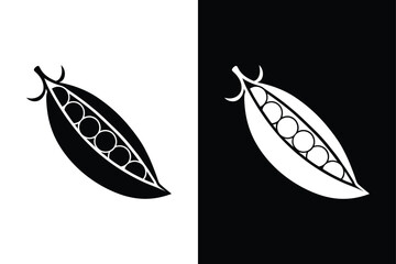 Isolated Peas Solid Vector. Flat Icon Design in Black and White