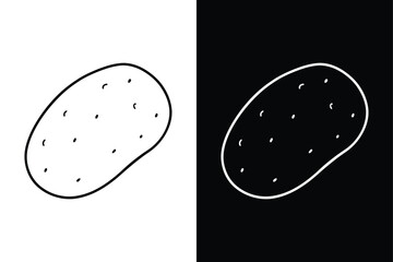Simple Potato Line Icon. Flat Vector Illustration in Black and White