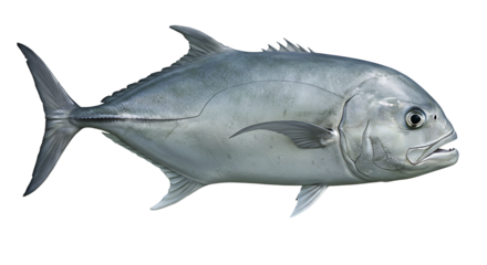 Detailed portrait of a streamlined horse-eye jack fish showcasing intricate scales