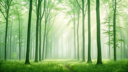 Misty Morning in Forest Glade