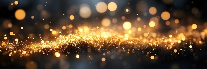 vibrant Glittering Golden Light Orbs with a Soft Abstract Bokeh Background