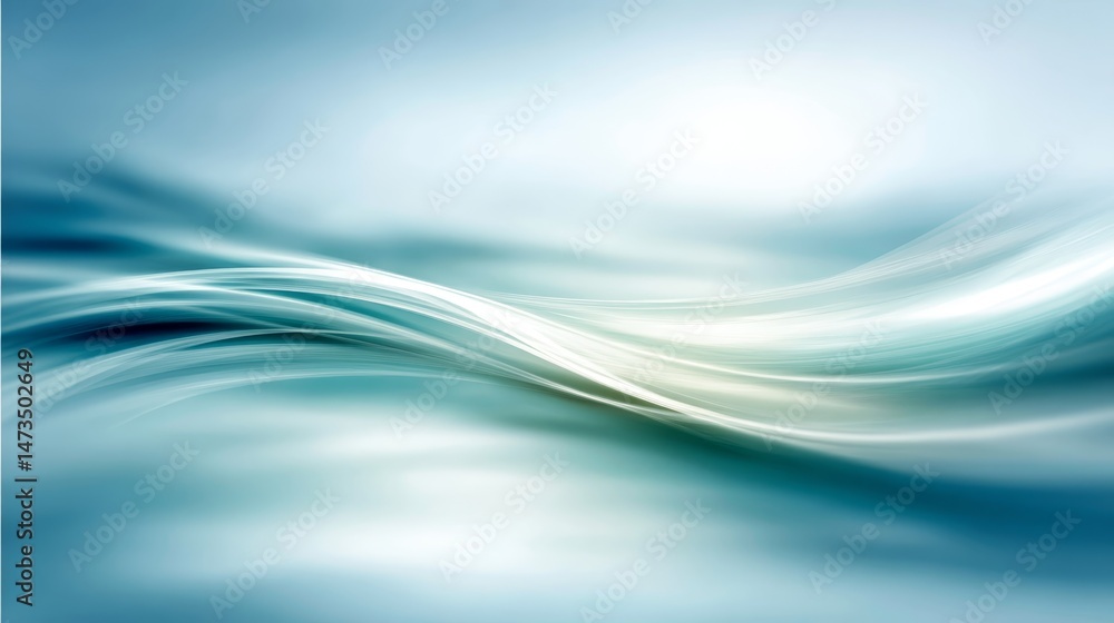 Poster Soft strokes of blue and teal intertwine in an abstract composition, showcasing wave lines that evoke a sense of tranquility and fluidity in a serene setting