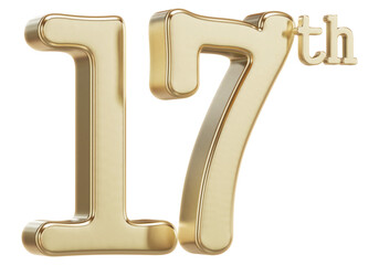 Gold 17th Anniversary Number for Celebrations