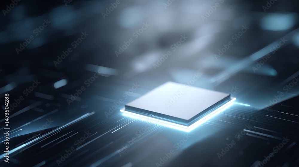 Fototapete Capturing the intricate design of a neural network circuit within a modern microchip that symbolizes advanced AI technology, showcasing innovation and precision
