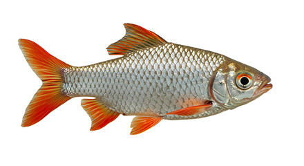 Obraz premium Close-up of a Java Barb fish showcasing its silver scales and vibrant fins