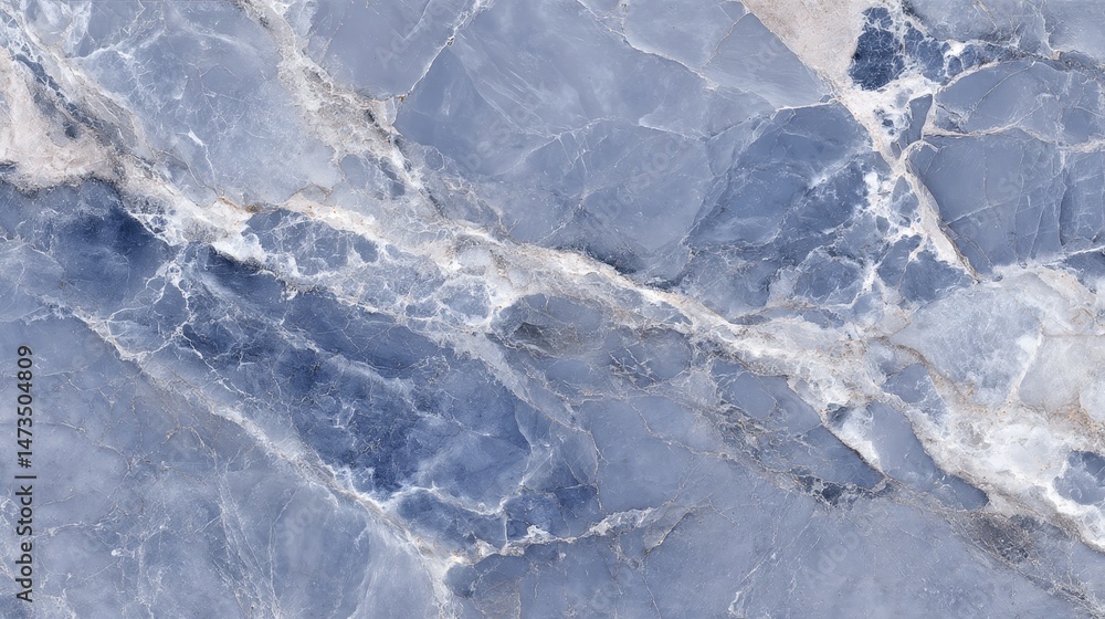 Fototapete captivating close-up of a swirling indigo marble texture enhanced with shimmering silver veins, perf