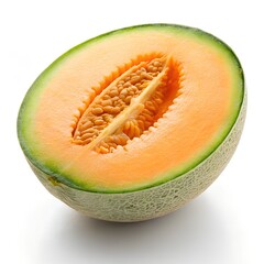 Juicy Half of Fresh Ripe Cantaloupe on White