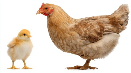 Fototapeta premium Hen and Chick on white background
