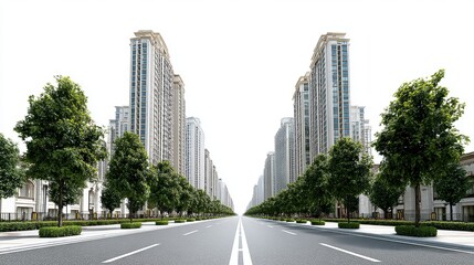 Modern City Street Architecture Urban Skyscrapers Green