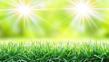 Obraz premium Fresh green grass under bright sunlight