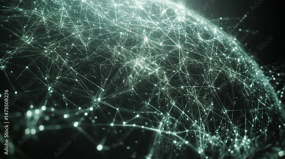Aufkleber abstract representation of global network connection, depicting digital earth with interconnected li