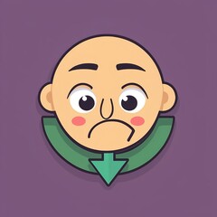 Obraz premium Cartoon Head with Downward Arrow Showing Sadness or Decline