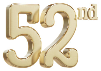 52nd Anniversary Golden Number for Celebrations