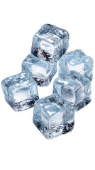 Fototapeta premium Five Translucent Ice Cubes on Transparent Background, PNG