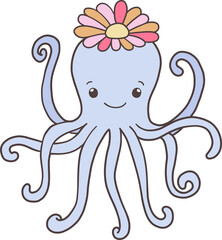 Octopus Hand Drawn for Kids Book Animals Doodle Design