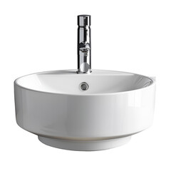 Modern White Vessel Sink with Chrome Faucet