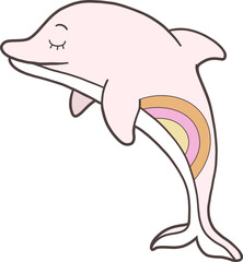 Dolphin Hand Drawn for Kids Book Animals Doodle Design