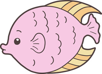 Sea Fish Hand Drawn for Kids Book Animals Doodle Design