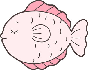 Sea Fish Hand Drawn for Kids Book Animals Doodle Design