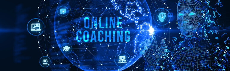 Business, Technology, Internet and network concept. Coaching mentoring education business training development E-learning concept. 3d illustration