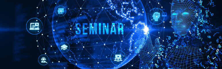 Business, Technology, Internet and network concept. Webinar e-learning. Training concept. 3d illustration