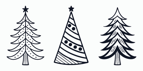 Fototapeta premium Set of three stylized Christmas trees