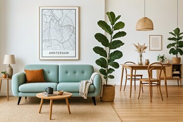 Stylish Scandinavian Living Room Design Mint Sofa