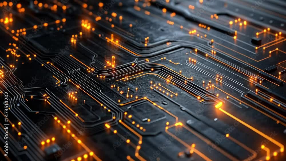 Poster abstract neural network representation featuring glowing circuits and intricate connections in dark 