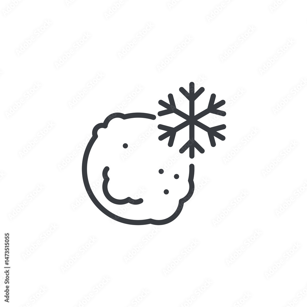 Poster snowball with a snowflake line icon