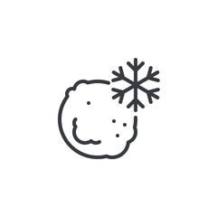 Snowball with a snowflake line icon
