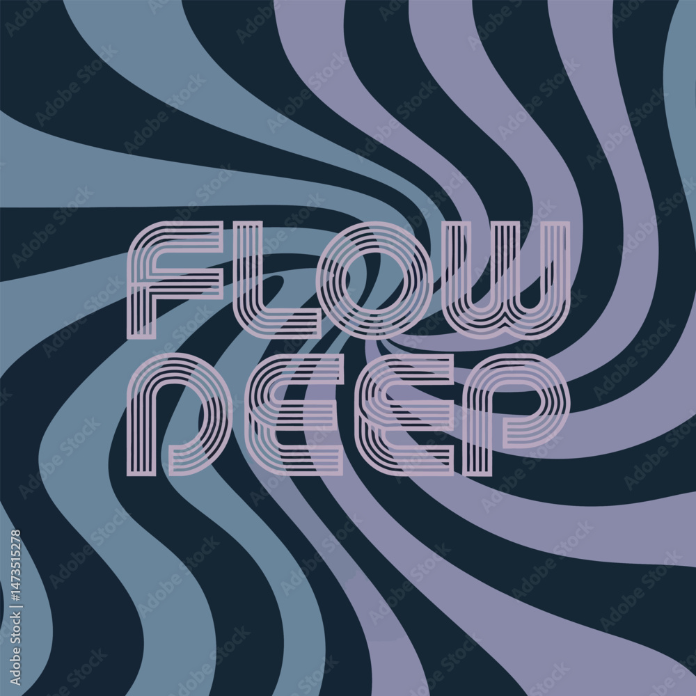 Poster Abstract Swirl Background Design Flow Deep Retro Style Psychedelic Vibes Elegant Purple Blue Gradient Pattern Texture Modern Art Digital Illustration Graphic Design Element for Print and Web Projects 