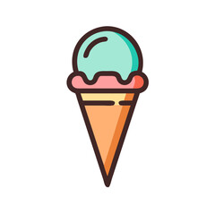 Gelato Ice Cream in Cone Icon Design