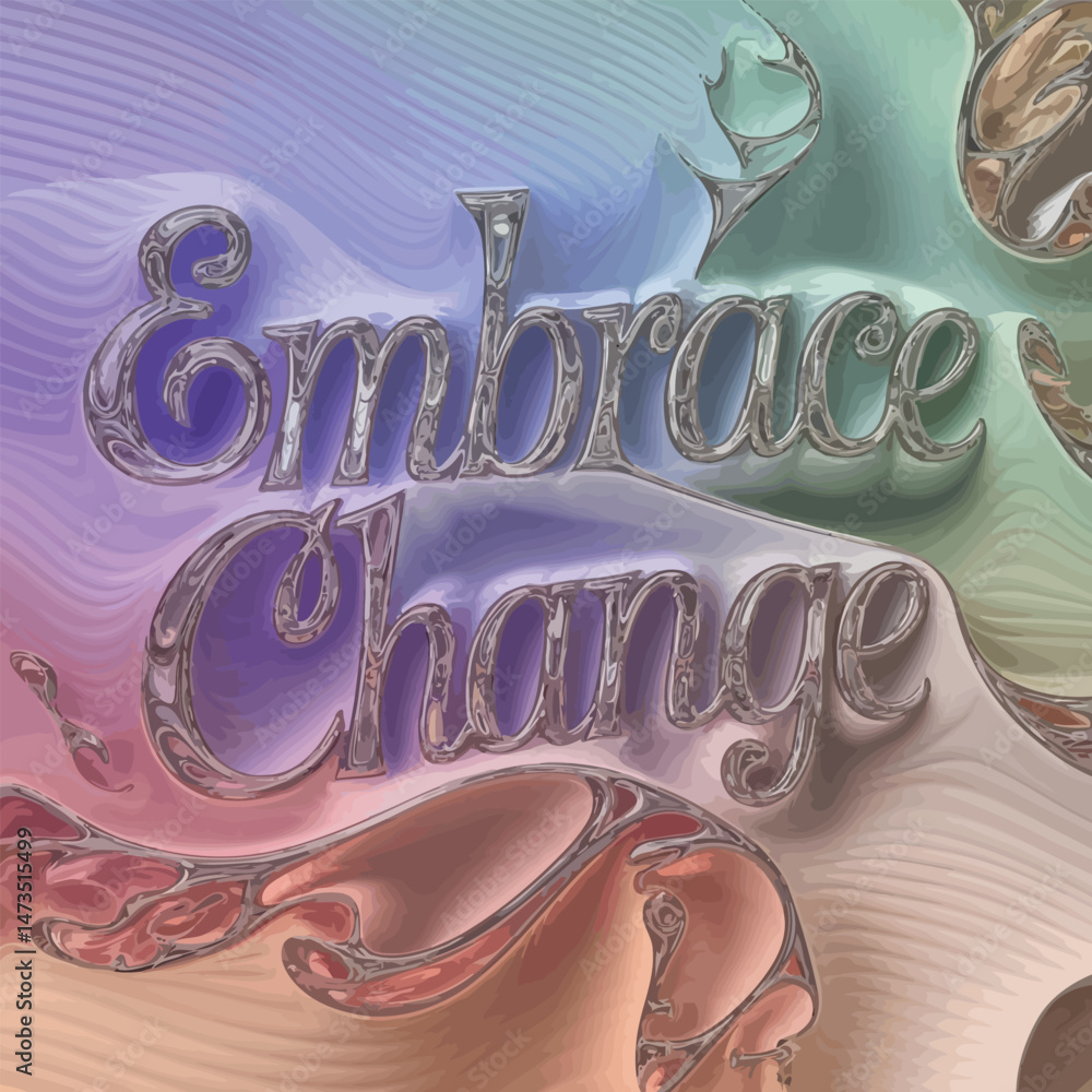 Poster embrace change inspirational motivational pastel rainbow gradient background abstract art digital de