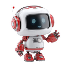 Fototapeta premium Adorable Robot Welcoming with a Friendly Smile - A Futuristic and Cute Design , isolated on white background png