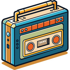 Colorful Retro Cassette Boombox in Isometric Style