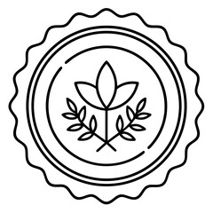 Organic Certification Seal Vector Line Art