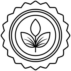 Organic Certification Seal Vector Line Art