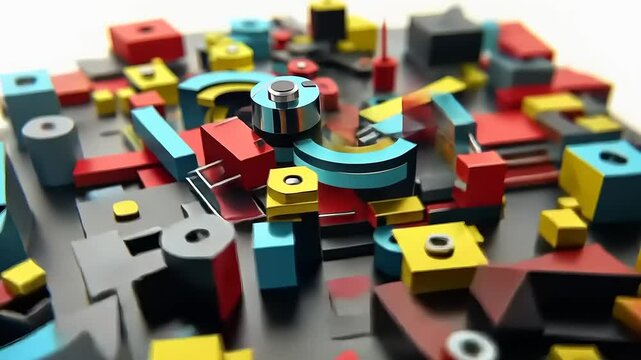 Dynamic Colorful Geometric Forms: A Visually Striking Abstraction of Complex Structures