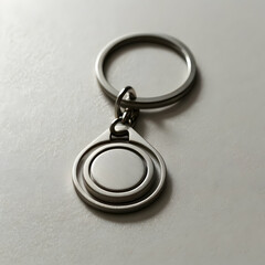 Blank keychain with simple metal keyring isolated on white background

