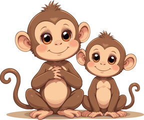 Obraz premium A couple of monkeys are sitting together